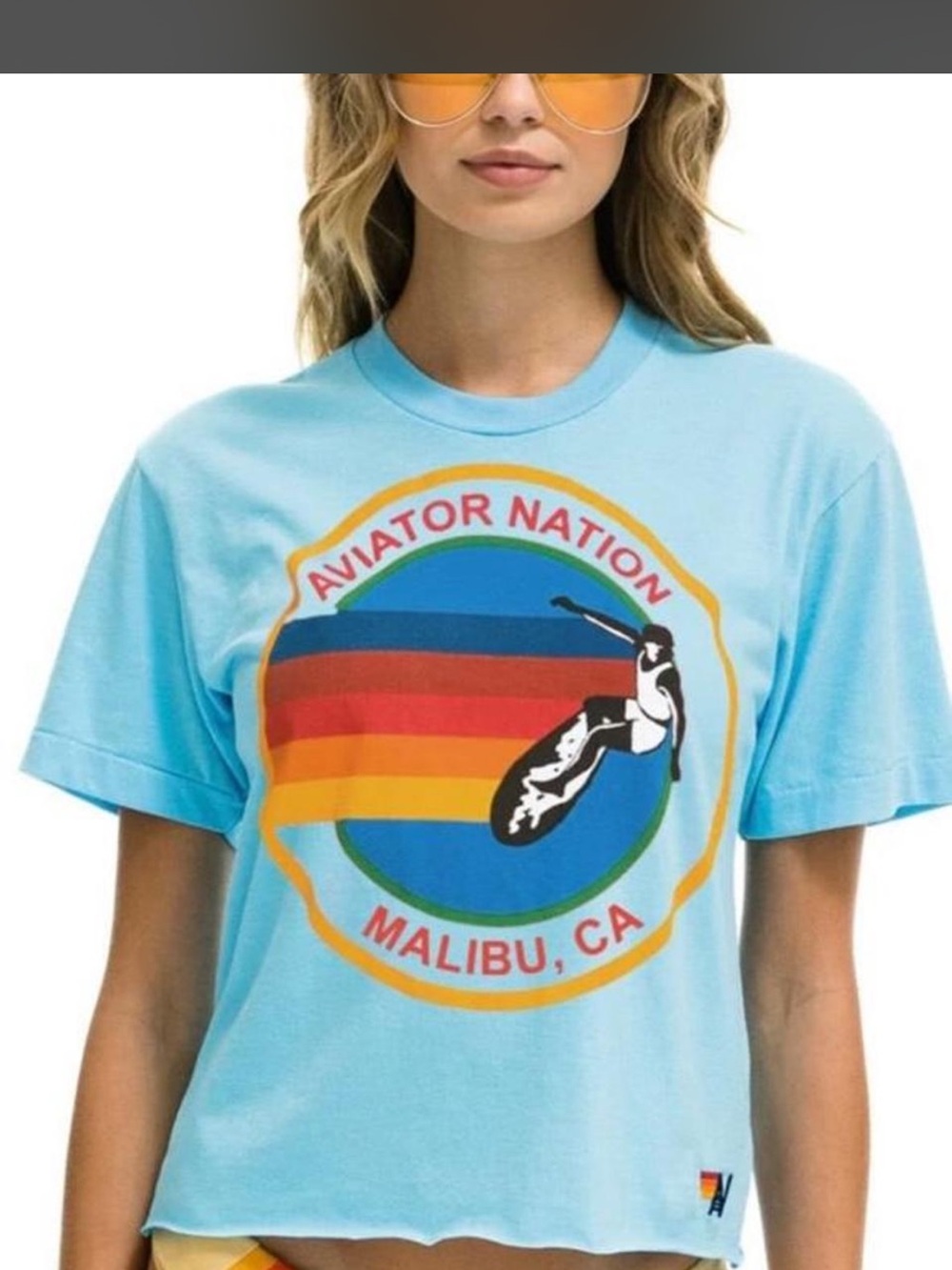 Aviator Nation *RARE* & SOLD OUT online Light Blue Multi-color w/Malibu graphic